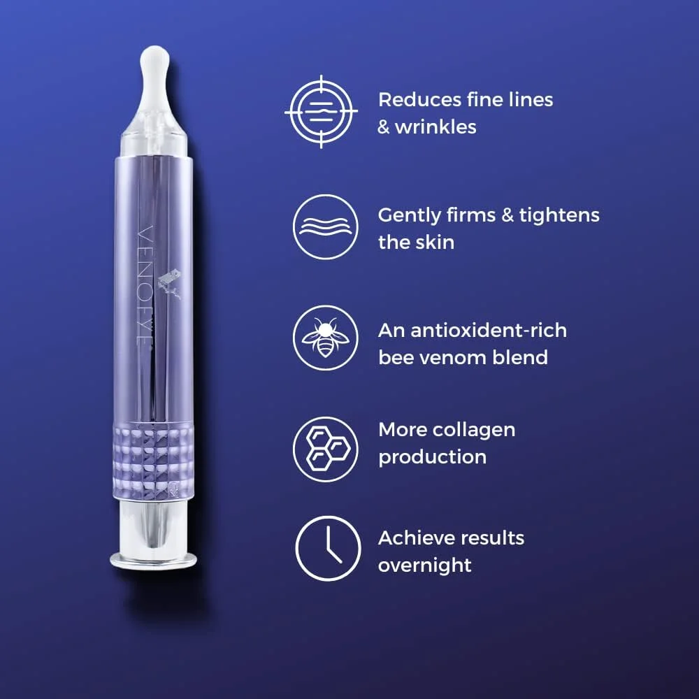 سرم پیشرفته اصلاح کننده چروک، لیفت چشم و رفع افتادگی پلک ونوفای، سرم زهر زنبور عسل برای چروک، پف چشم، حلقه های تیره و درمان سیاهی زیر چشم.
