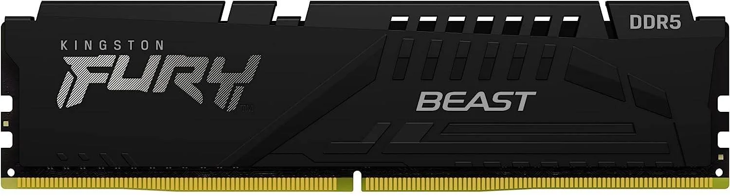 حافظه رایانه رومیزی کینگستون Fury Beast DDR5، ظرفیت 16 گیگابایت، فرکانس 4800 مگاهرتز، تاخیر CL38 CAS، ولتاژ 1.1، فرم فاکتور DIMM، Intel XMP 3.0، 288 پین، مشکی | KF548C38BBA-16