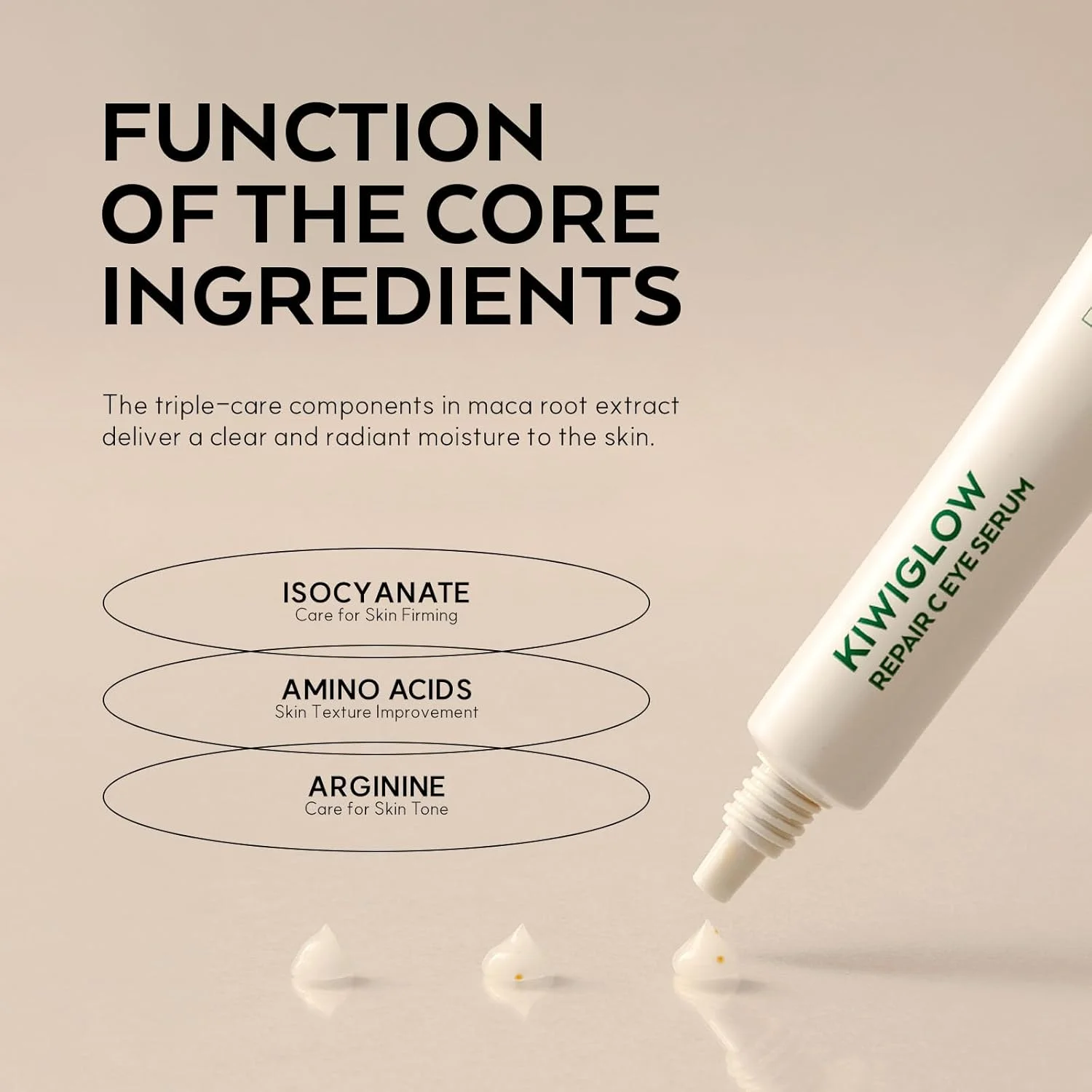 سرم دور چشم ترمیم کننده و روشن کننده کیوی گلو 20 میلی لیتر، مراقبت از پوست کره ای، پوست شیشه ای، حاوی ویتامین C و عصاره ریشه ماکا، مناسب برای پوست های حساس و خشک، مرطوب کننده مراقبت از پوست کره ای