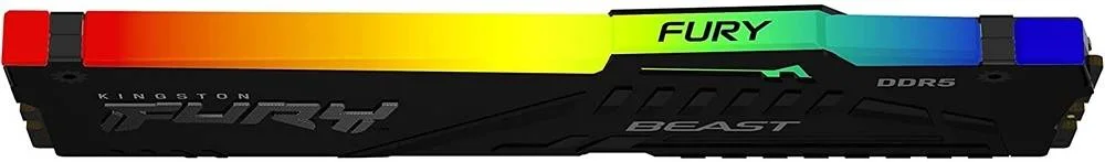 کینگستون فیوری بیست RGB 16GB DDR5 حافظه دسکتاپ، سرعت 6000 مگاهرتز، تاخیر CL40، ولتاژ 1.25 ولت، 288 پین، تک ماژول، Non-ECC Unbuffered DIMM، مشکی | KF560C40BBA-16