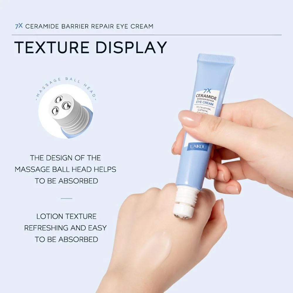 سرم دور چشم سرامید و غلتک ماساژور چشم 2 در 1، لیفتینگ، کرم دور چشم برای تغذیه و رفع پف، سیاهی و ورم زیر چشم. مراقبت و آبرسانی پوست دور چشم