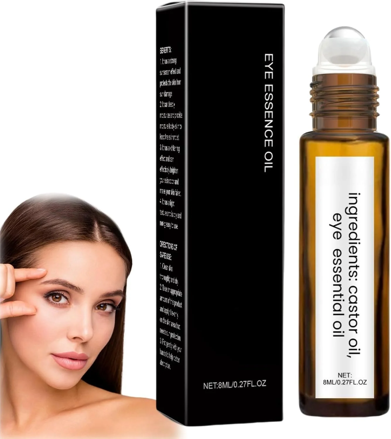 سرم دور چشم غلتکی تریفای حاوی روغن کرچک و ضد چروک، غلتک دور چشم روغن کرچک و کندر، کرم سفت کننده دور چشم برای تیرگی، پف، پف زیر چشم و درمان ضد پیری