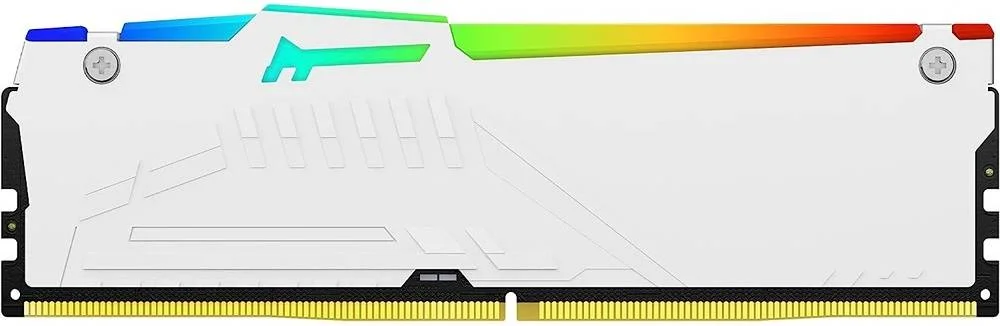 کینگستون فیوری بیست RGB 32 گیگابایت (2 عدد 16 گیگابایتی) کیت حافظه دسکتاپ DDR5، سرعت حافظه 6000MT/s، تاخیر CL40 CAS، بدون ECC، Intel XMP 3.0، 1.35 ولت، 288 پین، سفید | KF560C40BWAK2-32