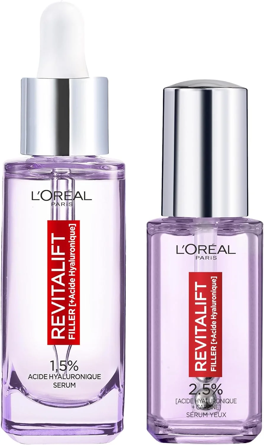 لورآل پاریس - روتین سرم صورت و سرم دور چشم هیالورونیک اسید رویتالیفت فیلر - مناسب برای انواع پوست - 2 محصول