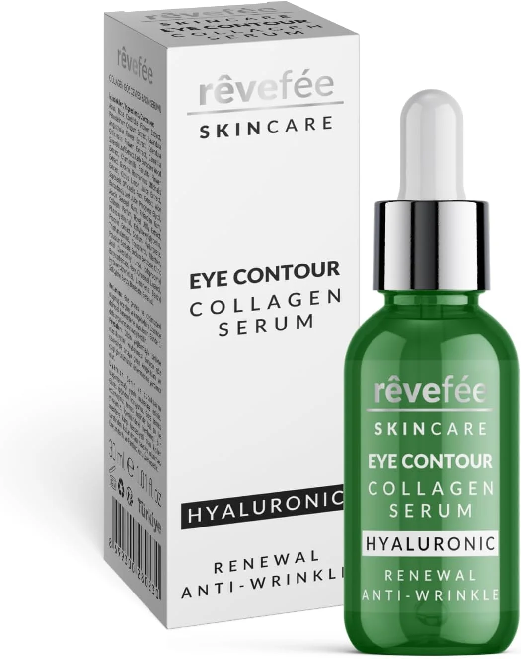 سرم دور چشم کلاژن هیالورونیک rêvefèe، کاهش دهنده سیاهی، پف، خطوط ریز و کیسه های زیر چشم، زرد