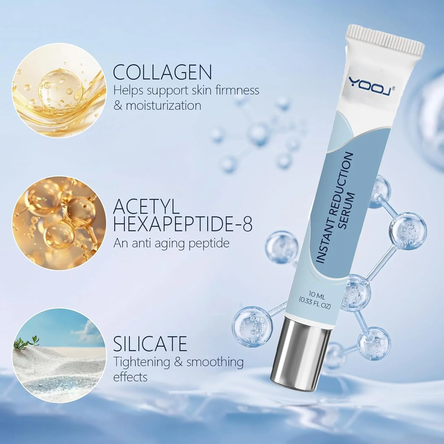 سرم دور چشم کاهش سریع - به طور محسوسی پف زیر چشم، چین و چروک، حلقه های تیره، خطوط ریز و پنجه کلاغی را فورا کاهش می دهد، از بین برنده چروک ضد پیری برای صورت - 10 میلی لیتر