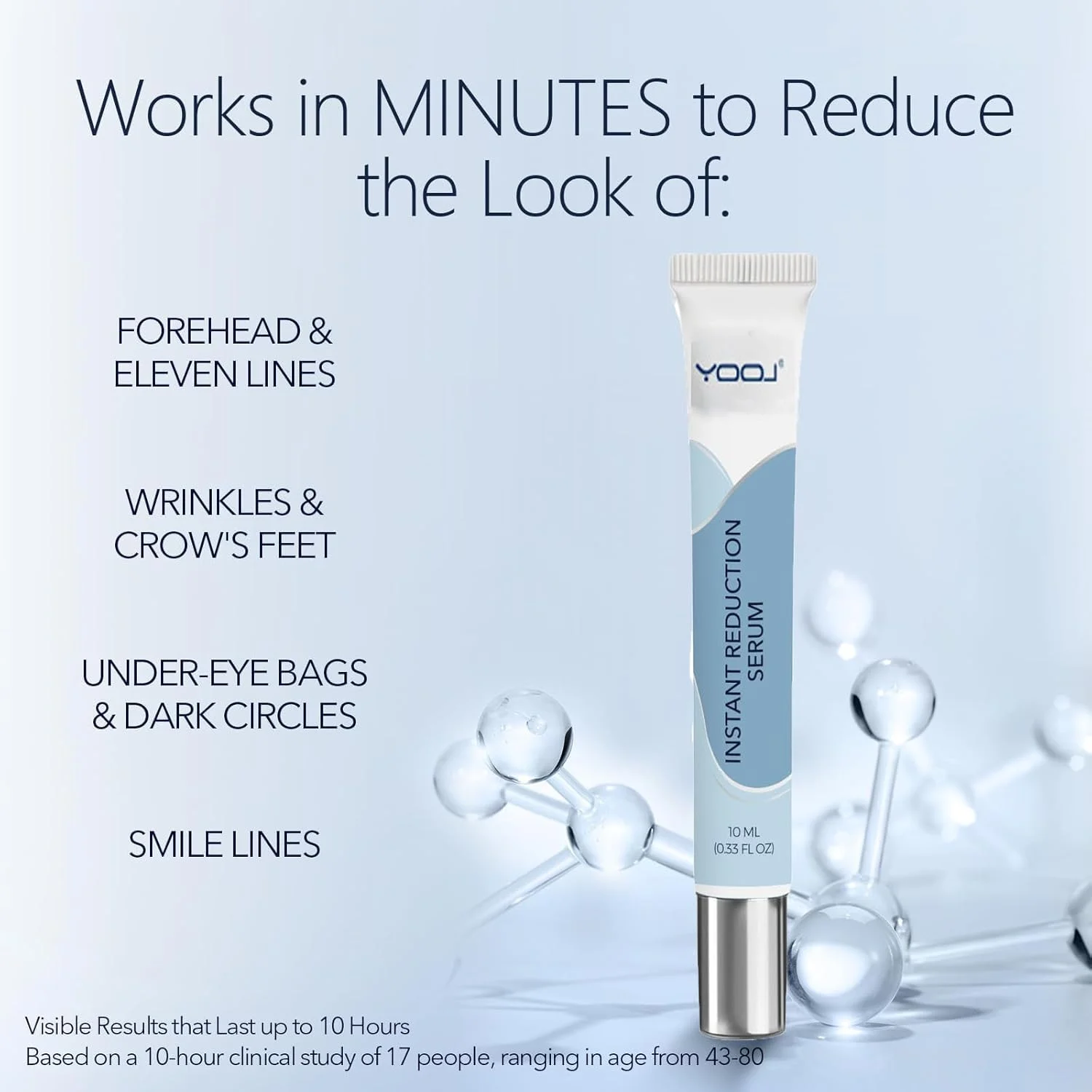 سرم دور چشم کاهش سریع - به طور محسوسی پف زیر چشم، چین و چروک، حلقه های تیره، خطوط ریز و پنجه کلاغی را فورا کاهش می دهد، از بین برنده چروک ضد پیری برای صورت - 10 میلی لیتر