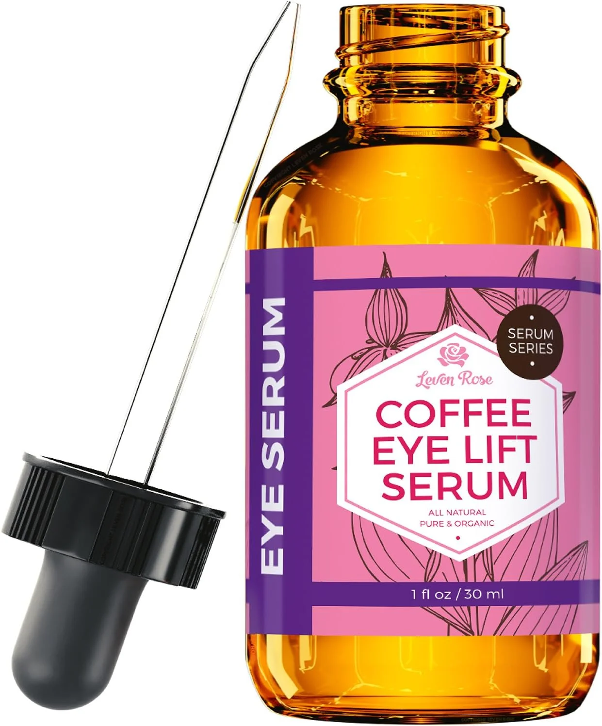سرم دور چشم حاوی قهوه لون رز، خالص، ارگانیک، طبیعی، کاهش دهنده پف، ضد پیری، روشن کننده چشم های خسته 30 میل