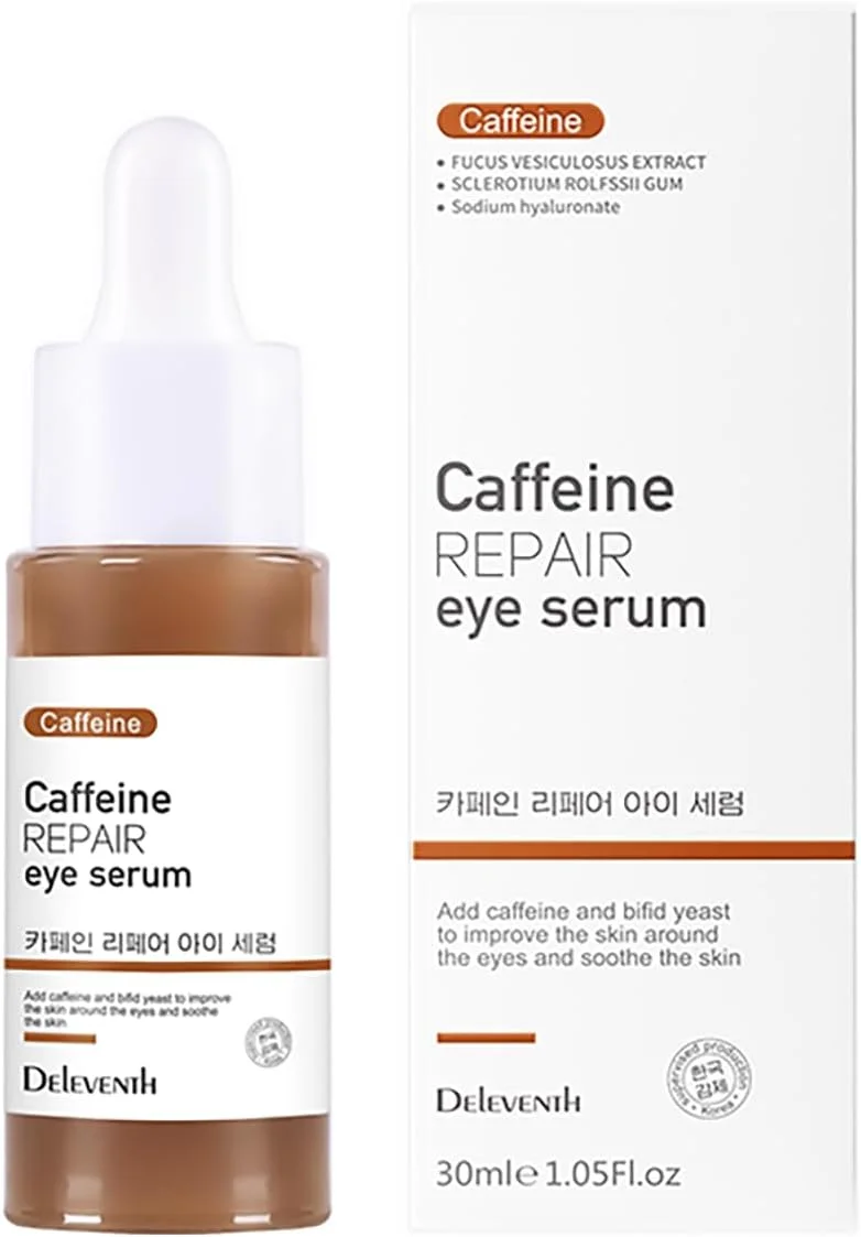 سرم دور چشم ترمیم کننده کافئین برند کره ای DEleventh حجم 30 میلی لیتر / حاوی ویتامین E، آنتی اکسیدان، کاهش خطوط ریز، کاهش پف و تیرگی دور چشم، سفت کننده و آبرسان ناحیه ظریف دور چشم