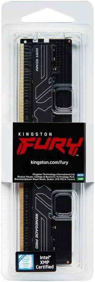 حافظه رم دسکتاپ کینگستون FURY Renegade Pro با ظرفیت 32 گیگابایت DDR5 ECC، سرعت حافظه 6000MT/s، تاخیر CL32، ولتاژ 1.35 ولت، 288 پین، ثبت شده ECC، XMP 3.0 / EXPO، مشکی | KF560R32RBE-32