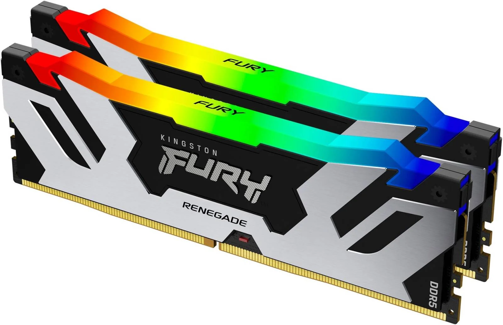 حافظه رم دسکتاپ کینگستون FURY Renegade RGB با ظرفیت 64 گیگابایت (32 گیگابایت x 2)، تاخیر CL32 CAS، سرعت 6400MT/s، DIMM بدون ECC، 288 پین، ولتاژ 1.4، پشتیبانی از Intel XMP 3.0 | KF564C32RSAK2-64