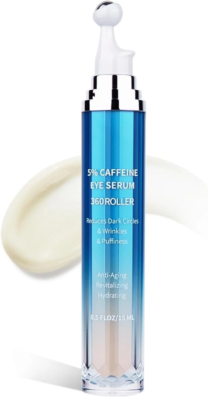 سرم دور چشم یلاجوی حاوی 5% کافئین و 8% رتینول کپسوله شده، غلتک خنک کننده سه بعدی برای رفع تیرگی، پف، خطوط ریز، پپتید و اسید هیالورونیک آبرسان زیر چشم، 15 میلی لیتر