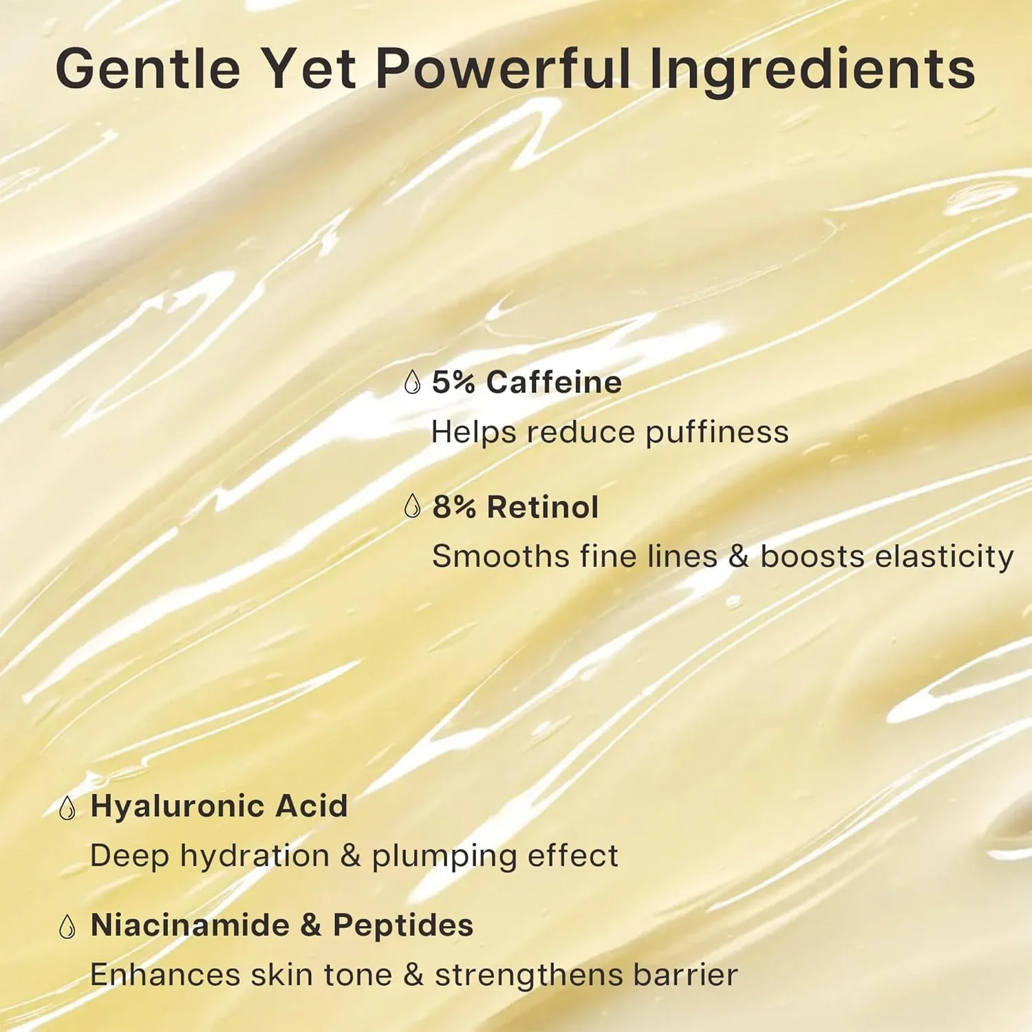 سرم دور چشم یلاجوی حاوی 5% کافئین و 8% رتینول کپسوله شده، غلتک خنک کننده سه بعدی برای رفع تیرگی، پف، خطوط ریز، پپتید و اسید هیالورونیک آبرسان زیر چشم، 15 میلی لیتر