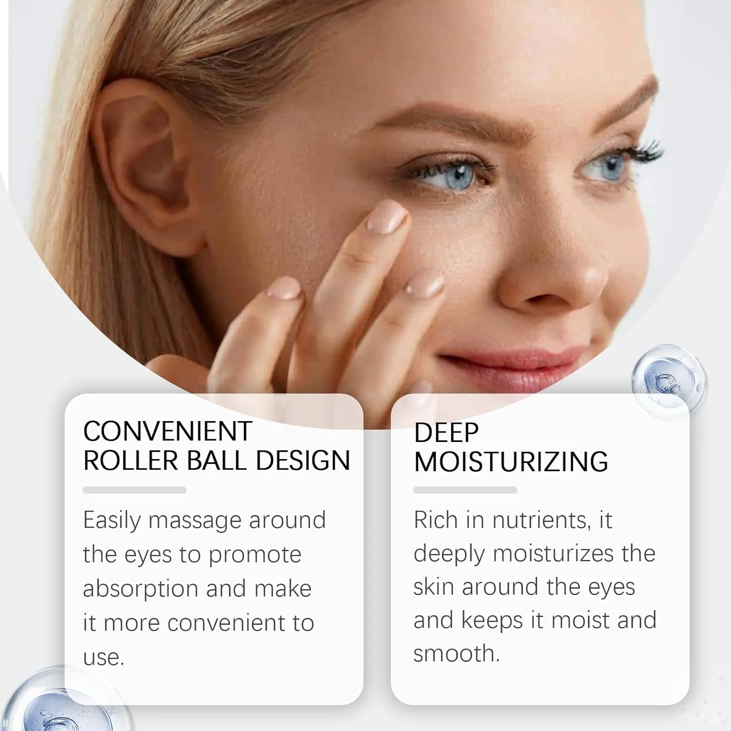 سرم دور چشم غلتکی روغن کرچک ضد چروک با روغن کرچک و کندر، پوست اطراف چشم را سفت می کند، پف، سیاهی و گودی زیر چشم را هدف قرار داده و ظاهری جوان و شاداب به ارمغان می آورد.