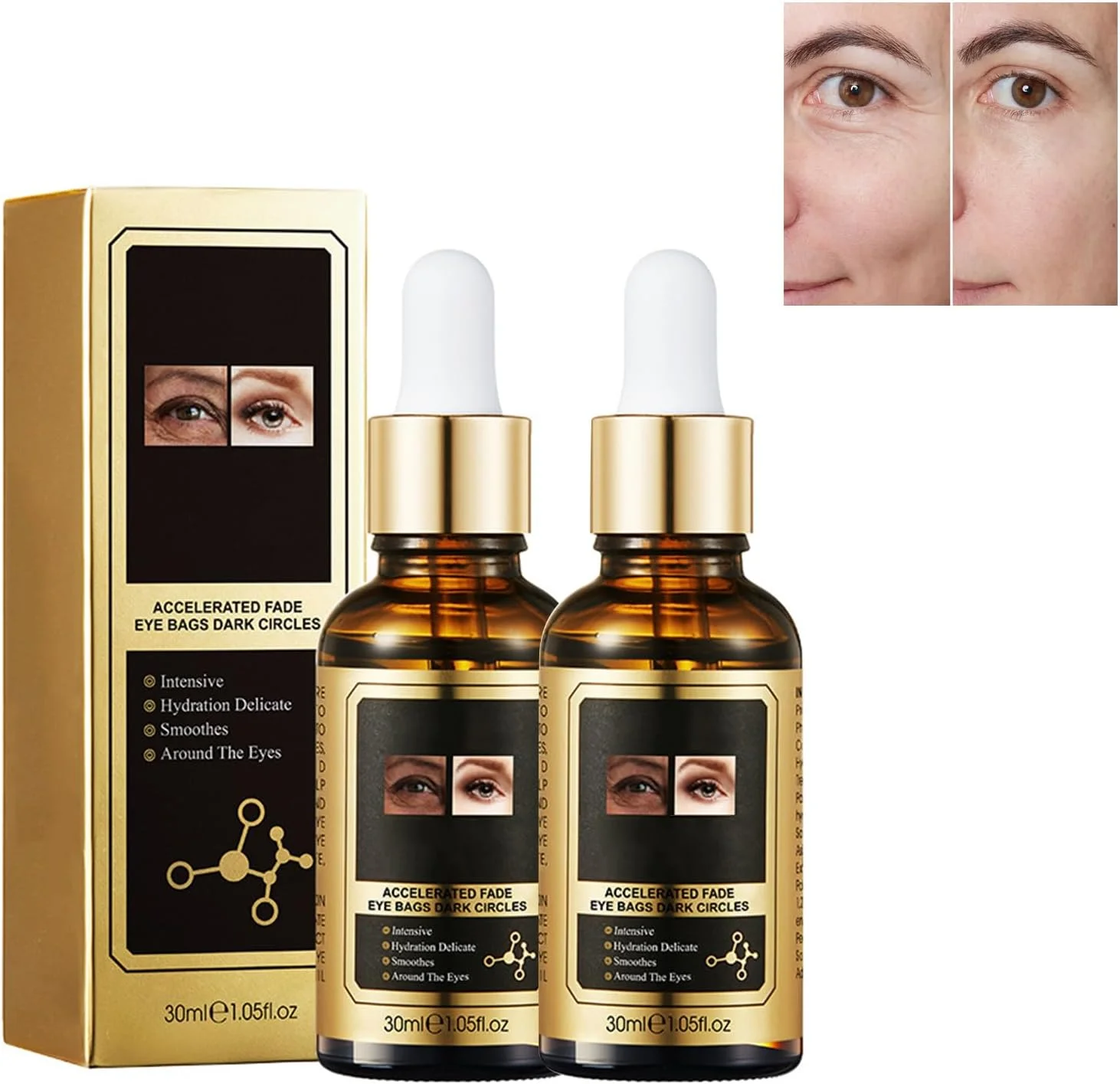 ۲ عدد سرم دور چشم، سرم دور چشم رتینول، سرم ضد چروک دور چشم رتینول، آبرسان و مرطوب کننده، مرطوب کننده پوست اطراف چشم با رطوبت، ۲ عدد ۳۰ میلی لیتر، سرم