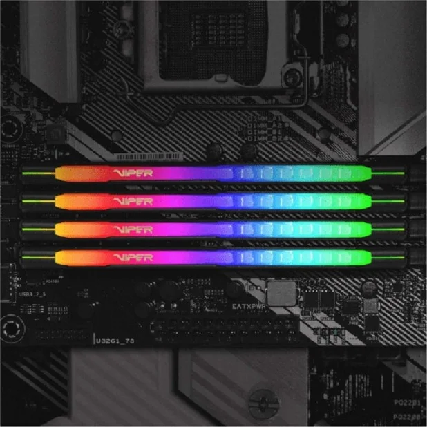 رم دسکتاپ Patriot Viper Steel RGB DDR4 با ظرفیت 8 گیگابایت (تک کاناله 8 گیگابایتی)، سرعت 3600 مگاهرتز، تایمینگ 20-26-26-46، تاخیر CAS 20، ولتاژ 1.35 ولت، Intel XMP 2.0، مشکی | PVSR48G360C0