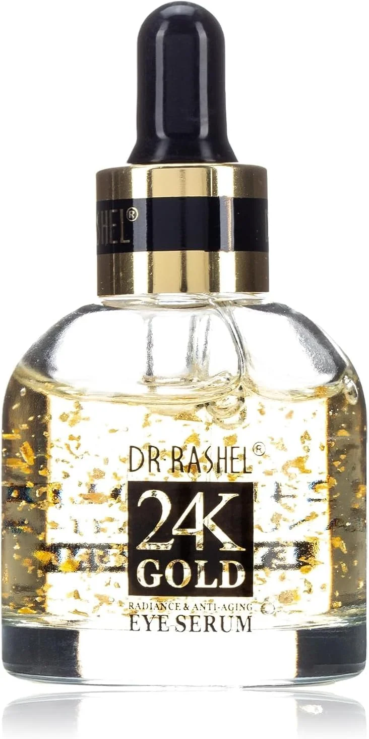سرم دور چشم ضد پیری طلای 24K دکتر راشل، روشن کننده و از بین برنده سیاهی و پف زیر چشم و کاهش دهنده چین و چروک
