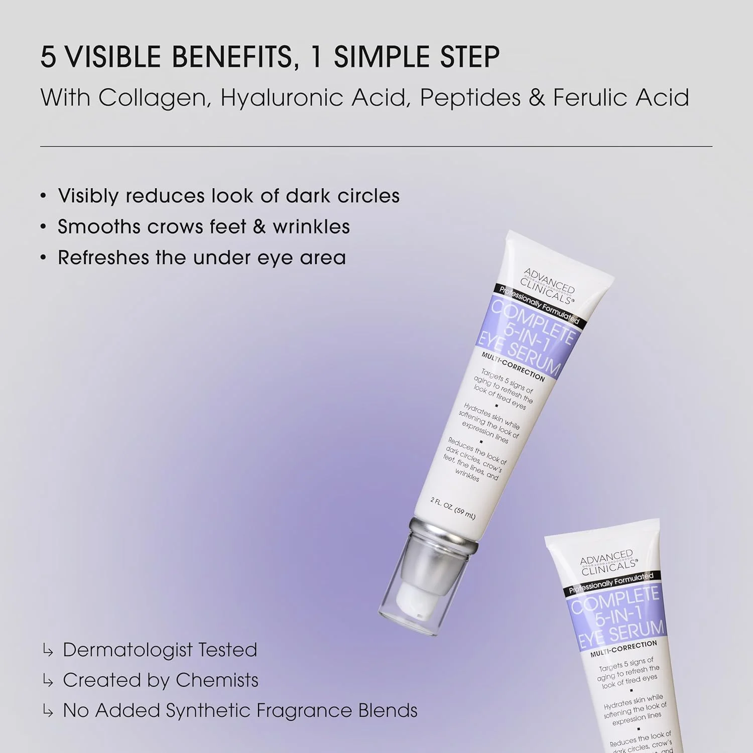 سرم دور چشم چند منظوره و ضد پیری ادونسد کلینیکالز 5 در 1، 2 اونس، مطابق تصویر