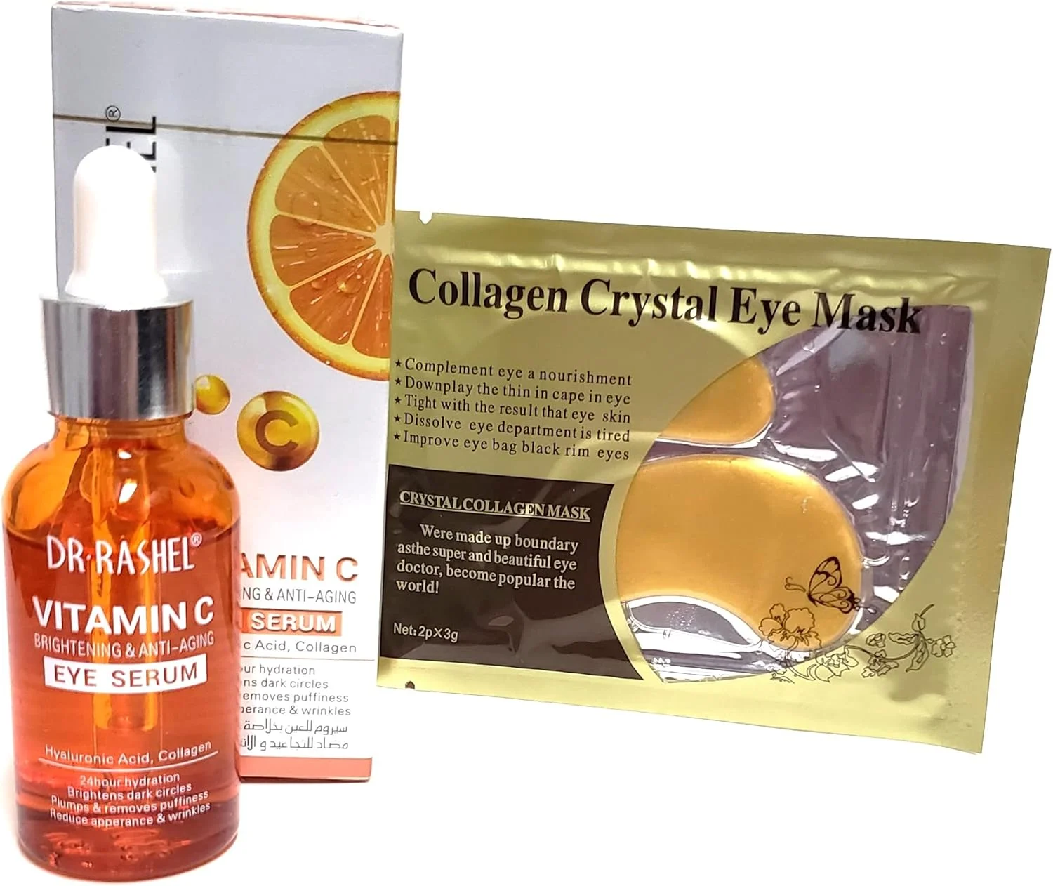 سرم اسانس دور چشم ویتامین سی دکتر راشل | هیالورونیک اسید و کلاژن، کاهش چین و چروک، رفع تیرگی و پف، حجم (30 میلی لیتر)