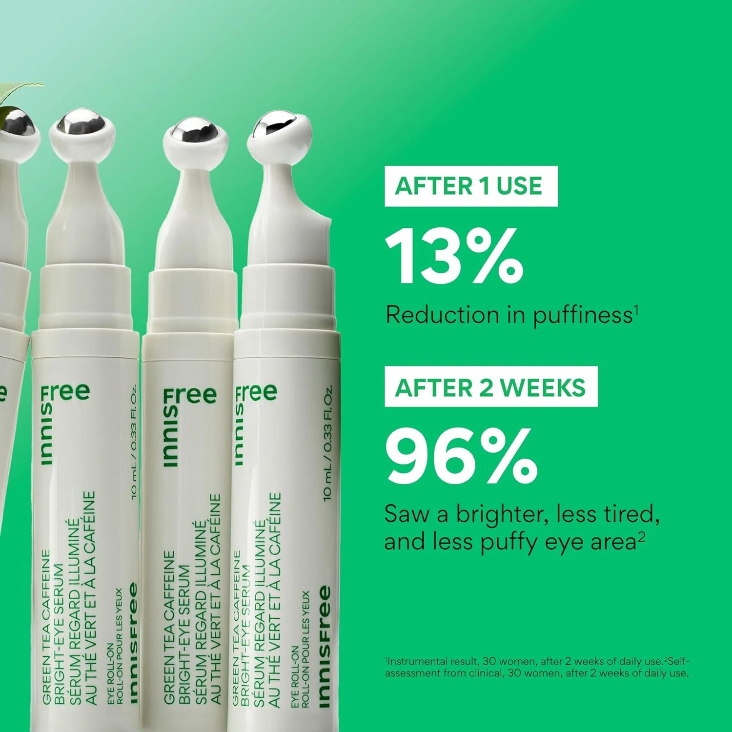 سرم دور چشم چای سبز و نیاسینامید اینیسفری، سرم رولی خنک کننده دور چشم کره ای، کرم آبرسان دور چشم (بسته بندی ممکن است متفاوت باشد)