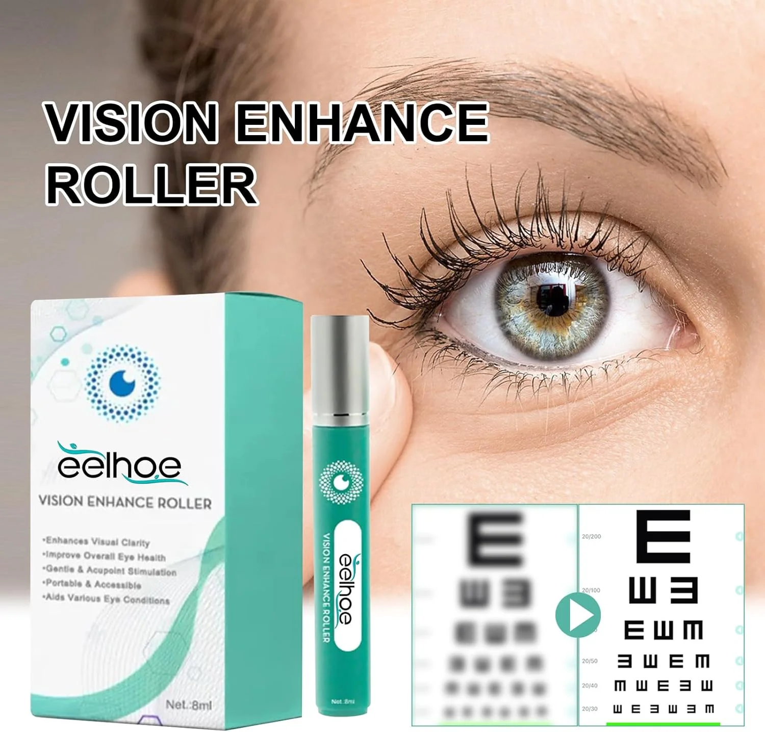 سرم ماساژ چشم، غلتک تقویت بینایی، سرم غلتکی ماساژ چشم برای چشم های خسته، سرم های درمانی آبرسان قوی چشم، پوست اطراف چشم را آرام و مرطوب می کند.