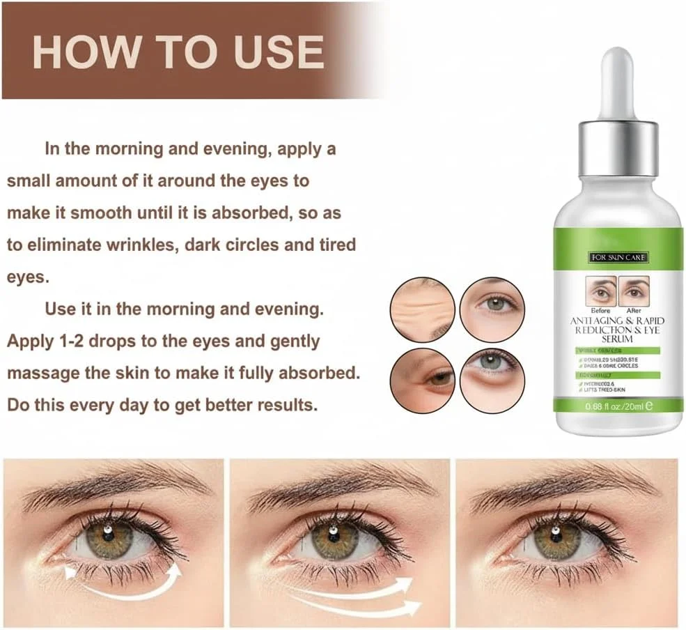 سرم دور چشم NALACAL، برای پوستی محکم و سفت اطراف چشم، سرم دور چشم برای تیرگی و پف زیر چشم، درمان سیاهی زیر چشم برای زنان و مردان، سرم ضد چروک و ضد پیری، کاهش خطوط ریز