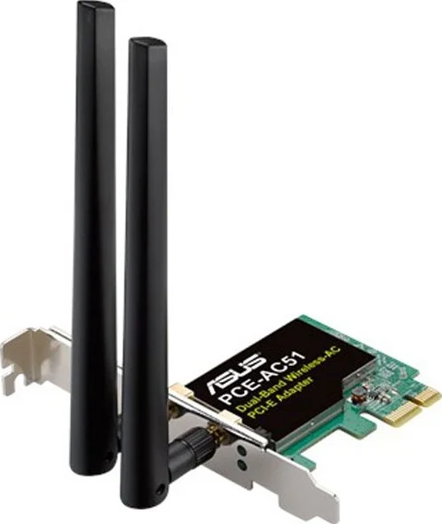 آداپتور PCI-E دو بانده ASUS Wireless-AC750، IEEE 802.11، دو بانده، 2 x آنتن R SMA | 90IG02S0-BO0010