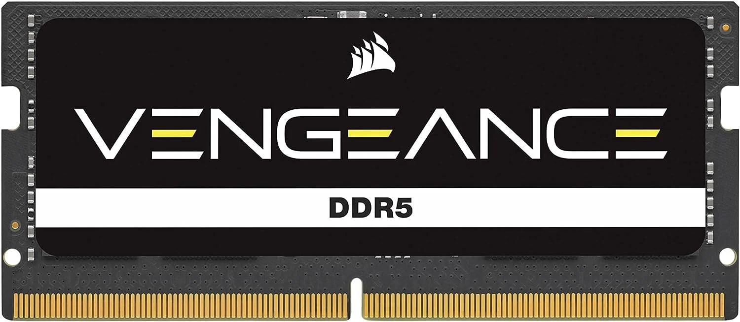 حافظه رم لپ تاپ کرسیر Vengeance با ظرفیت 16 گیگابایت (1x16GB) DDR5 SO-DIMM، سرعت تست شده 4800MT/s، تاخیر CAS 40-40-40-77، ولتاژ 1.1، 262 پین، بدون بافر، رتبه بندی سرعت PC4 38400، مشکی | CMSX16GX5M1A4800C40