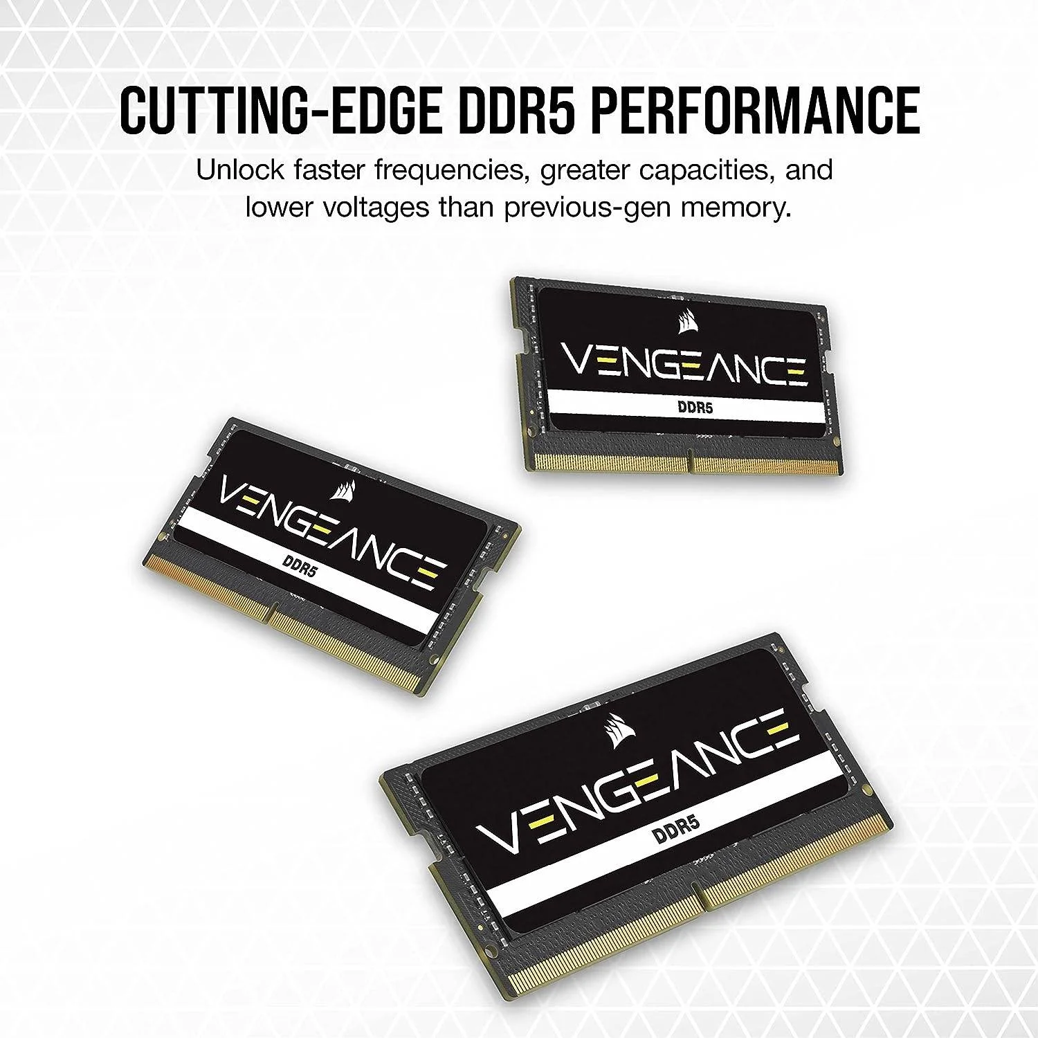 حافظه لپ تاپ کرسیر Vengeance با ظرفیت 64 گیگابایت (2 عدد 32 گیگابایتی) DDR5 SO-DIMM، سرعت تست شده 4800MT/s، تاخیر CAS 40-40-40-77، ولتاژ 1.1، 262 پین، بدون بافر، رتبه بندی سرعت PC4 38400، مشکی | CMSX64GX5M2A4800C40