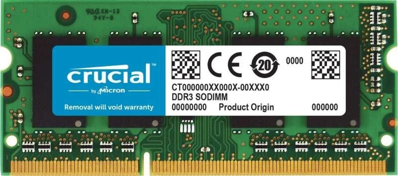 ماژول حافظه 8 گیگابایتی DDR3 1600 مگاهرتز بدون بافر NON-ECC با ولتاژ 1.35 ولت SODIMM کروشیال مدل CT102464BF160B.16FPD