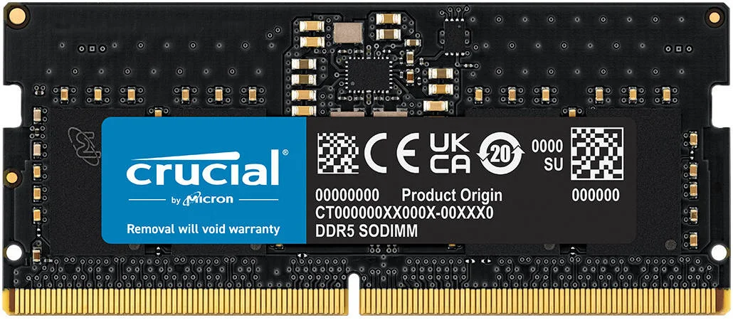 حافظه دسکتاپ Crucial SODIMM، ظرفیت 8 گیگابایت، نوع حافظه DDR5، سرعت 5600، نوع DIMM بدون بافر، مشکی | CT8G56C46S5