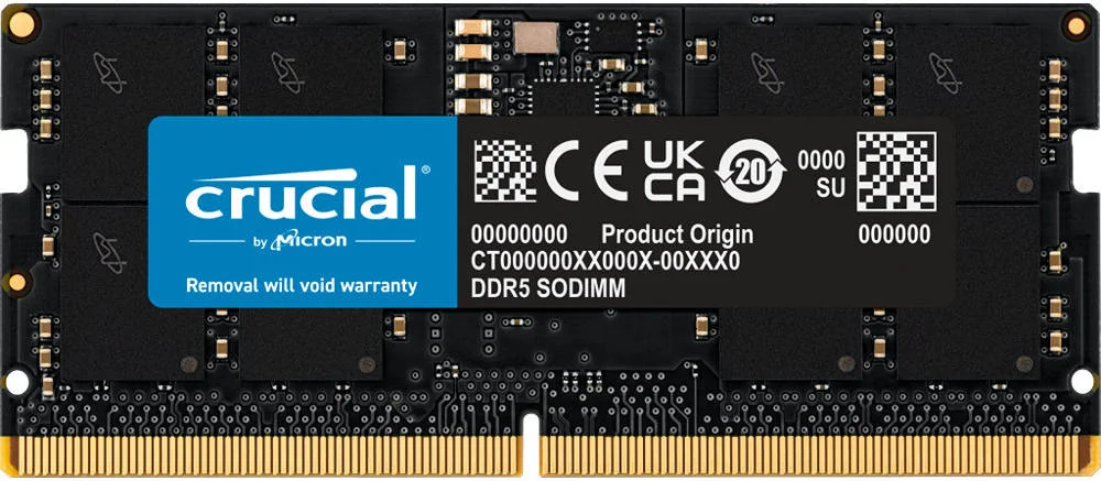 رم لپ تاپ 16 گیگابایتی Crucial SODIMM، سرعت DDR5-5600، JEDEC 46-45-45، ولتاژ 1.1، بدون بافر | CT16G56C46S5