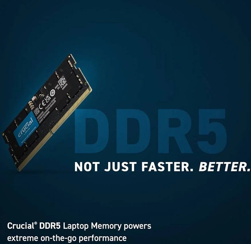رم لپ تاپ 16 گیگابایتی Crucial SODIMM، سرعت DDR5-5600، JEDEC 46-45-45، ولتاژ 1.1، بدون بافر | CT16G56C46S5