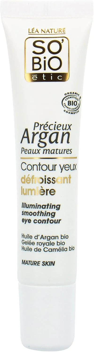 کرم دور چشم روشن کننده و صاف کننده آرگان با تاییدیه ارگانیک Cosmos از برند SO'BiO étic، حجم 15 میلی لیتر