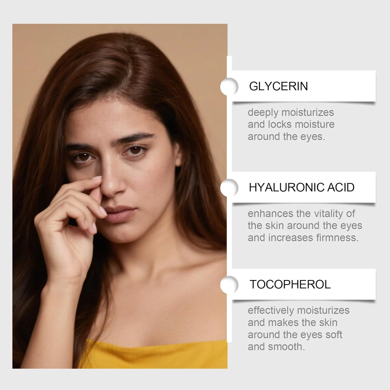 کرم سفت کننده فوری پوست دور چشم 丨 سفت کننده موقت پوست دور چشم حاوی هیالورونیک اسید 丨 کاهش موقت سیاهی، پف و صاف کننده خطوط ریز 丨 30 گرم