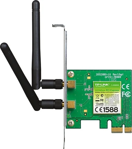 آداپتور PCI Express بی‌سیم N300 تی‌پی‌لینک، 2.4 گیگاهرتز 300 مگابیت بر ثانیه، شامل براکت Low-Profile | TL-WN881ND