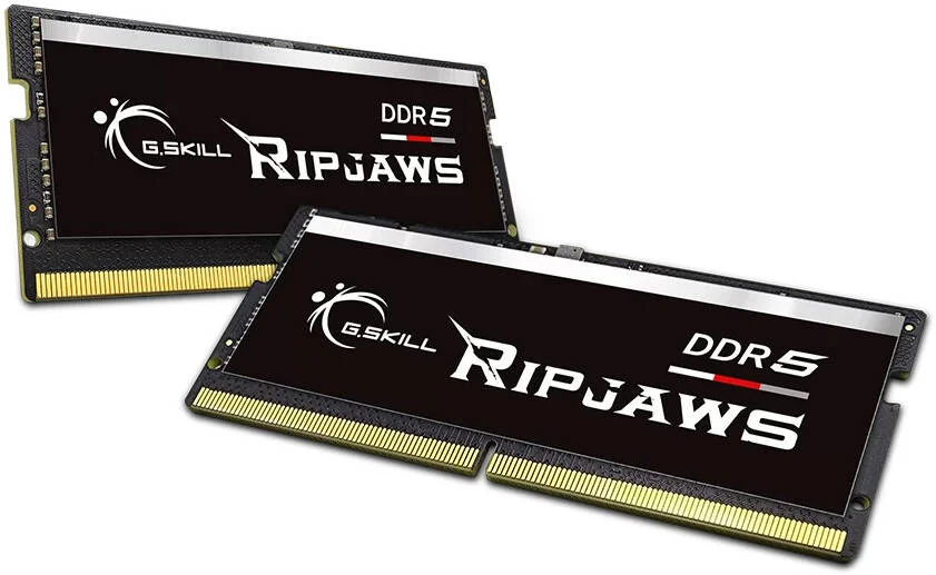 رم لپ تاپ G.SKILL Ripjaws DDR5 SO-DIMM 32GB (2x16GB)، سرعت حافظه 4800 MT/s، تاخیر CAS 40-39-39، ولتاژ 1.10، مشکی | F5-4800S4039A16GX2-RS