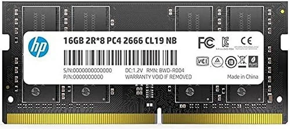 رم دسکتاپ HP S1 با ظرفیت 16 گیگابایت DDR4 SO-DIMM، سرعت کلاک 3200 مگاهرتز، تاخیر CL22، ولتاژ حافظه 1.20 ولت، 2Rx8 PC4، 260 پین، مشکی | 2E2M7AA#UUF