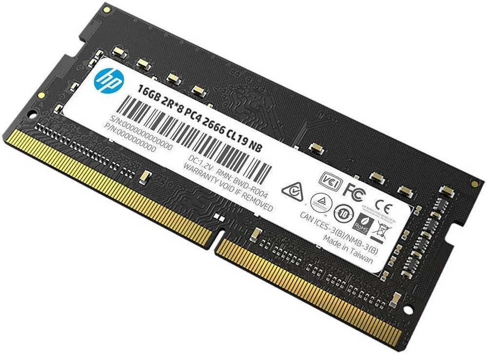 رم دسکتاپ HP S1 با ظرفیت 16 گیگابایت DDR4 SO-DIMM، سرعت کلاک 3200 مگاهرتز، تاخیر CL22، ولتاژ حافظه 1.20 ولت، 2Rx8 PC4، 260 پین، مشکی | 2E2M7AA#UUF