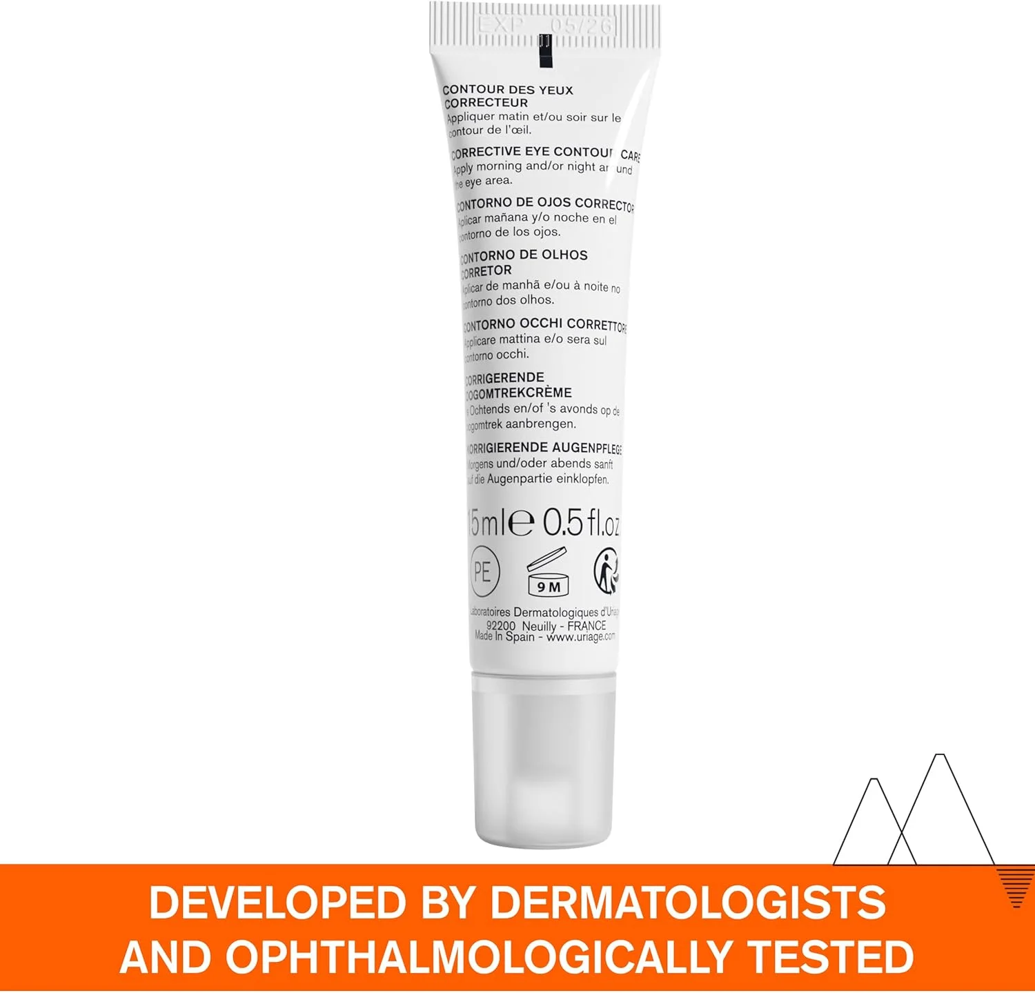 کرم دور چشم اصلاح کننده اوریاژ دپیدرم حاوی ویتامین C و دکستران سولفات - برای سیاهی دور چشم، پف چشم و خطوط پنجه کلاغی - بدون عطر - 95% مواد منشاء طبیعی - 15 میلی لیتر