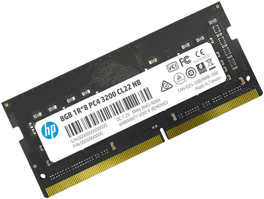 رم دسکتاپ HP S1 با ظرفیت 8 گیگابایت DDR4 SO-DIMM، سرعت کلاک 3200 مگاهرتز، تاخیر CL22، ولتاژ 1.20، 1Rx8 PC4، 260 پین، مشکی | 2E2M5AA#UUF