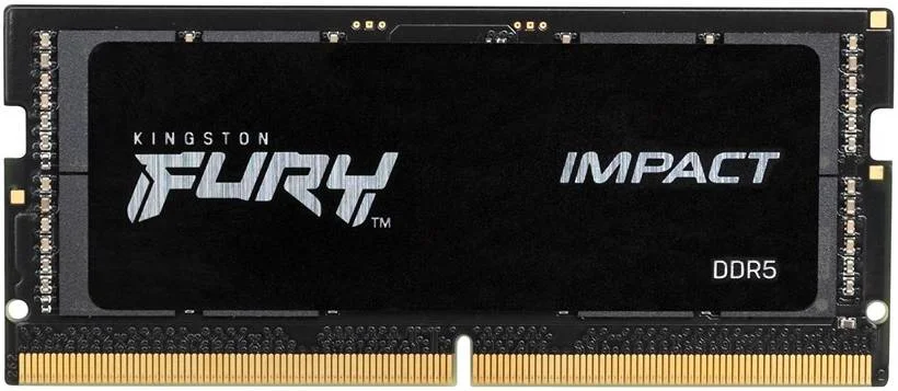 حافظه لپ تاپ کینگستون FURY Impact با ظرفیت 8 گیگابایت DDR5، سرعت حافظه 4800MT/s، تاخیر CL38، SODIMM XMP، ولتاژ 1.1، دارای گواهینامه Intel XMP 3.0، مشکی | KF548S38IB-8
