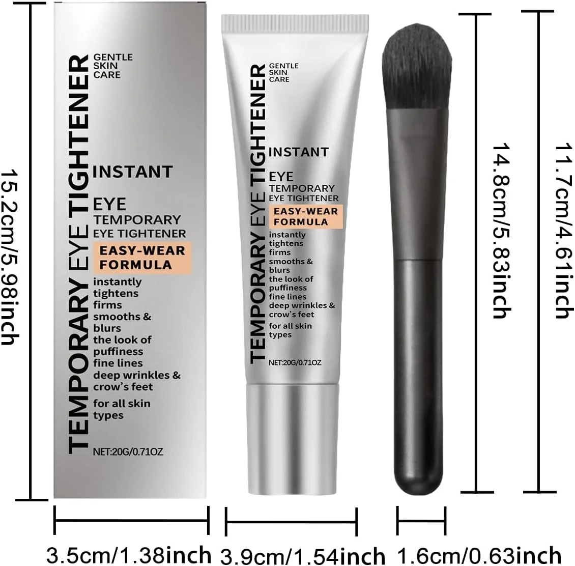 کرم سفت کننده دور چشم با برس، کرم مرطوب کننده و استحکام بخش، کاهش دهنده خطوط ریز، قابل استفاده روز و شب، مناسب برای انواع پوست، 20 گرم کرم سفت کننده دور چشم با برس، کرم مرطوب کننده و استحکام بخش، کاهش دهنده خطوط ریز، قابل استفاده روز و شب، مناسب برای انواع پوست، 20 گرم