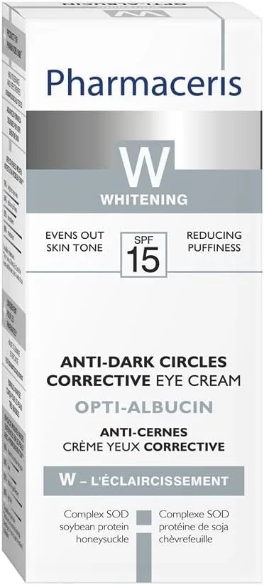 کرم دور چشم اصلاح کننده تیرگی فارماسریز سری W مدل Opti‑Albucin با SPF 15، حجم 15 میلی لیتر – حاوی کمپلکس پروتئین سویا و برنج و ویتامین E، تسکین دهنده پف و سیاهی دور چشم