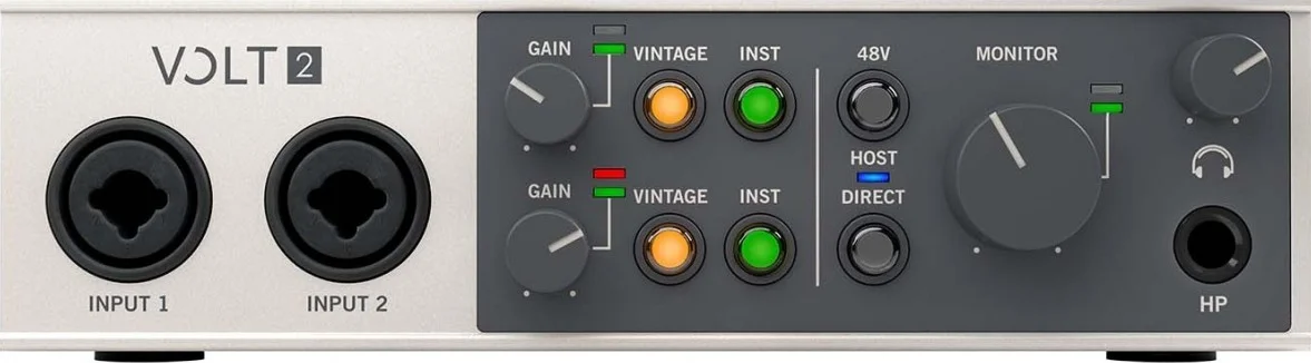 کارت صدای یونیورسال آدیو Volt 2 USB-C، کارت صدای 2 ورودی/2 خروجی USB-C با 2 پری امپ، AD/DA 24 بیت/192 کیلوهرتز، MIDI I/O و بسته نرم افزاری - Mac/PC/iOS | VOLT2