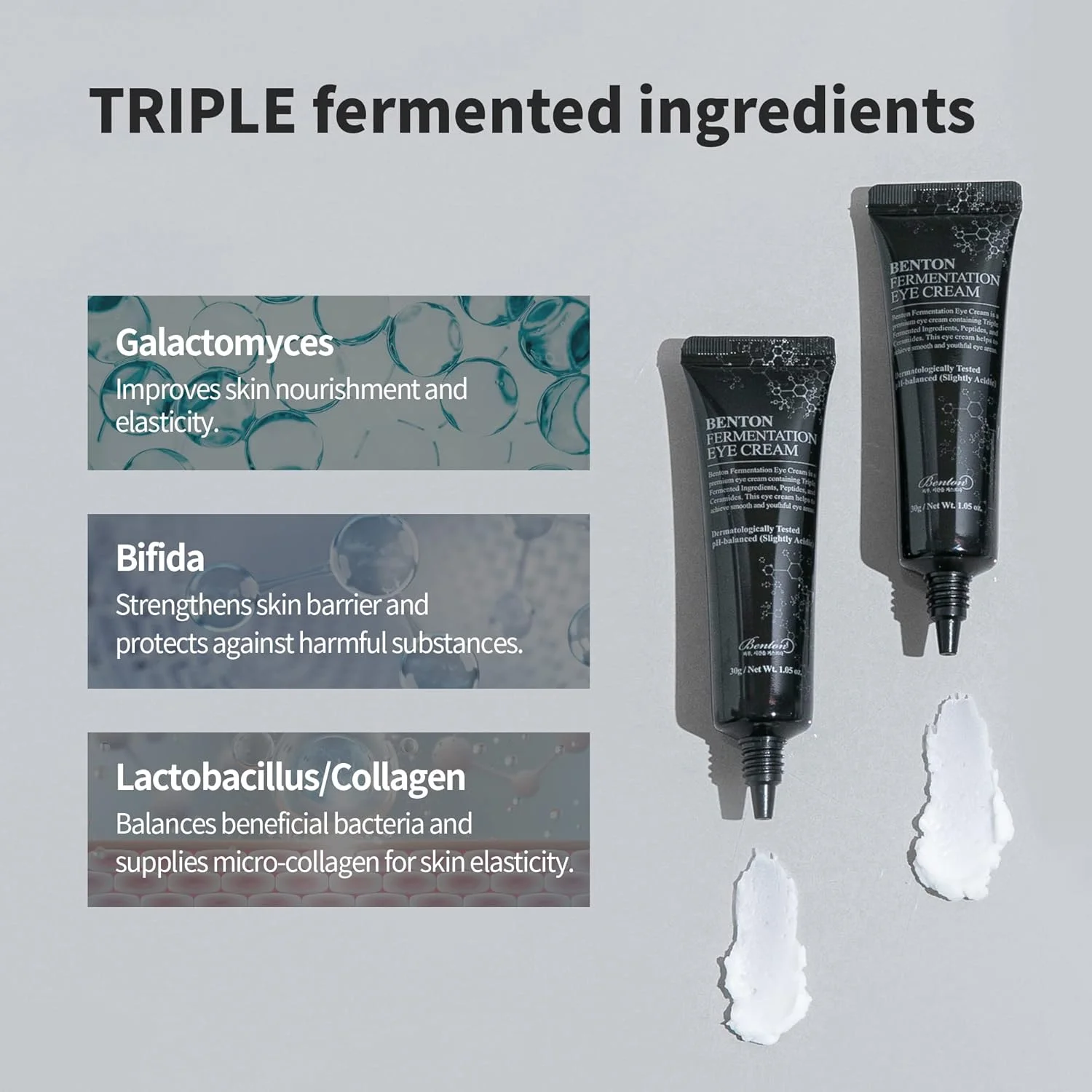 کرم دور چشم تخمیری بنتون نسخه جدید (30 میلی لیتر) - کرم دور چشم ضد چروک حاوی گالاکتومایسس و بیفیدا، تیرگی، پف و کیسه های زیر چشم