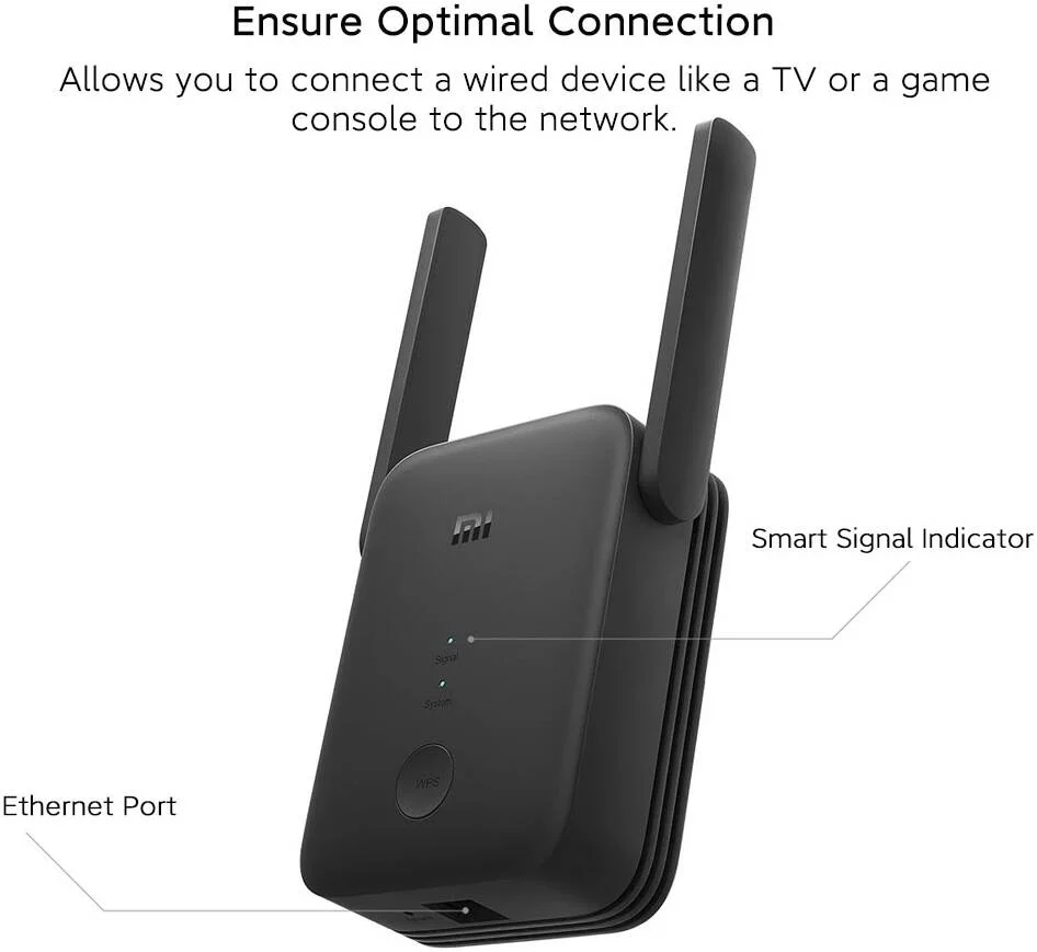 تقویت کننده سیگنال وای فای شیائومی مدل AC1200، دو بانده 2.4 گیگاهرتز و 5 گیگاهرتز با عملکرد پرسرعت 867 مگابیت بر ثانیه، دارای پورت اترنت، تنظیمات WPS، حالت های اکسس پوینت و تکرار کننده، مشکی | RA75/RC04 تقویت کننده سیگنال وای فای شیائومی مدل AC1200، دو بانده 2.4 گیگاهرتز و 5 گیگاهرتز با عملکرد پرسرعت 867 مگابیت بر ثانیه، دارای پورت اترنت، تنظیمات WPS، حالت های اکسس پوینت و تکرار کننده، مشکی | RA75/RC04