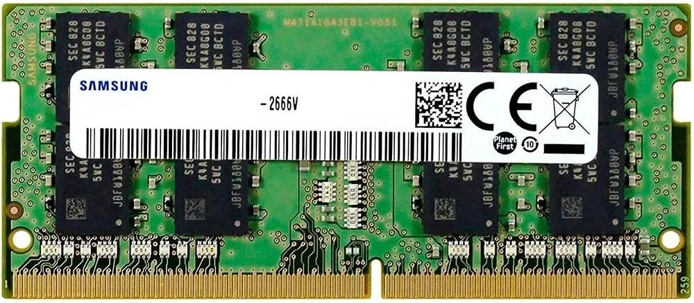 رم لپ تاپ سامسونگ 4 گیگابایت، 1Rx16 DDR4 SODIMM، سرعت حافظه 3200 مگاهرتز، 260 پین، تاخیر 19-CAS، ولتاژ 1.2، مشکی/سبز | M471A5244CB0-CWE