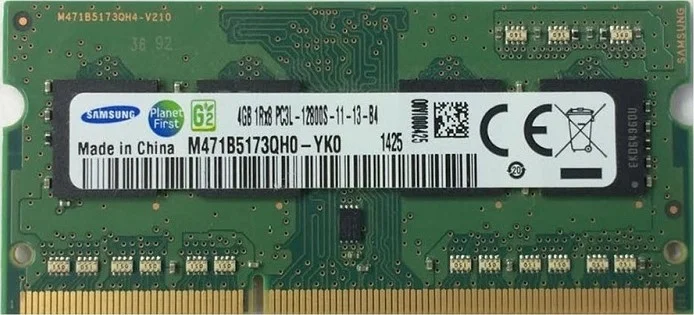 رم لپ تاپ سامسونگ 4 گیگابایت DDR3L، 1600 مگاهرتز، سرعت PC3-12800، تایمینگ CL11، Non-ECC، فرم فاکتور SODIMM، 1.35 ولت | M471B5173QH0-YK0