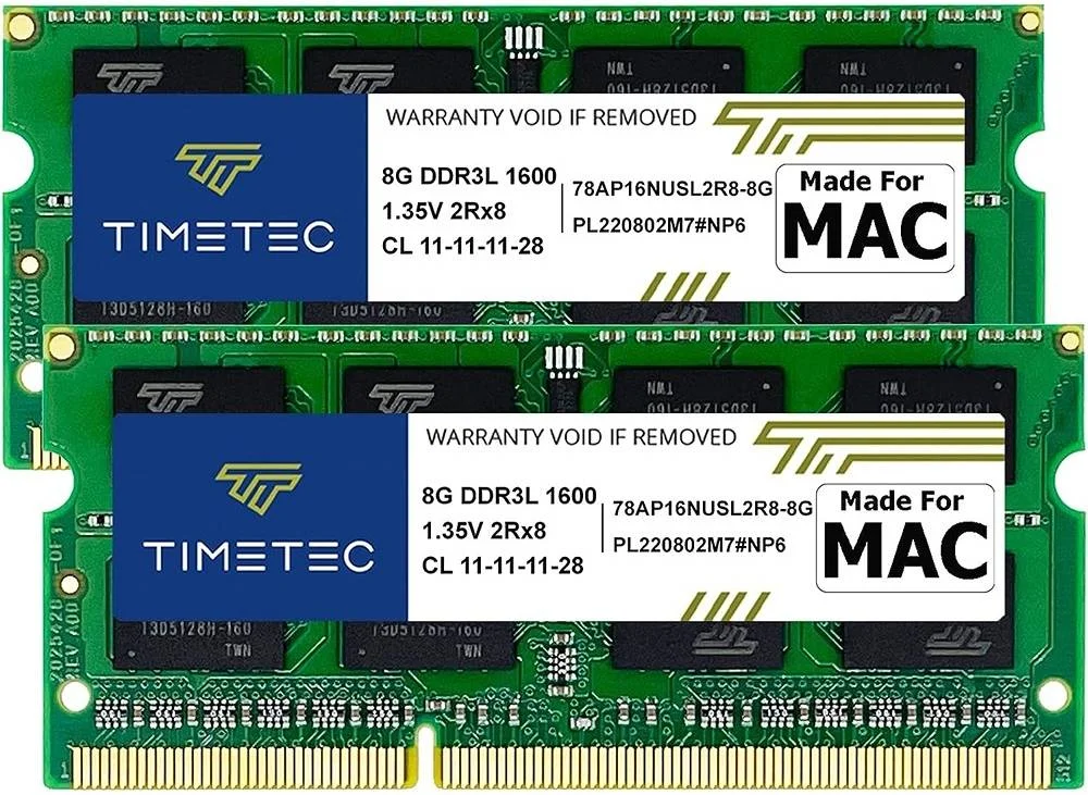 تایمتک کیت 16 گیگابایتی (2 عدد 8 گیگابایتی) DDR3L-1600 SODIMM حافظه لپ تاپ، CL11، سرعت حافظه 1600 مگاهرتز، ولتاژ 1.35، بدون بافر، غیر ECC، رتبه 2R | 78AP16NUSL2R8